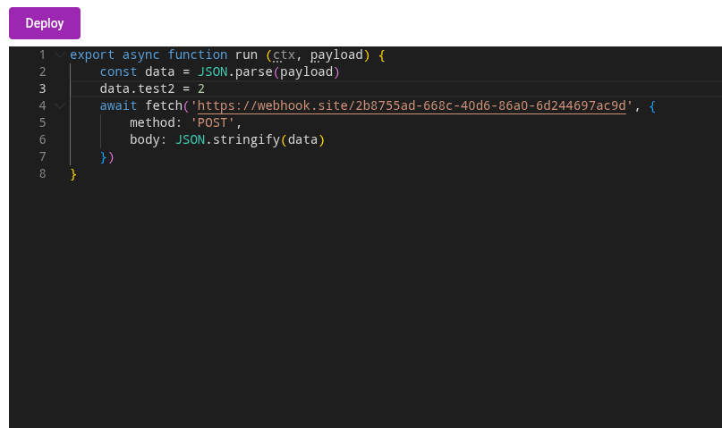 Deploy button in the frontend